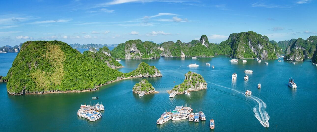 Hanoi Muslim Tours, Vietnam Halal-Friendly Travel Packages Halong Bay, Vietnam – limestone islands seen from above
