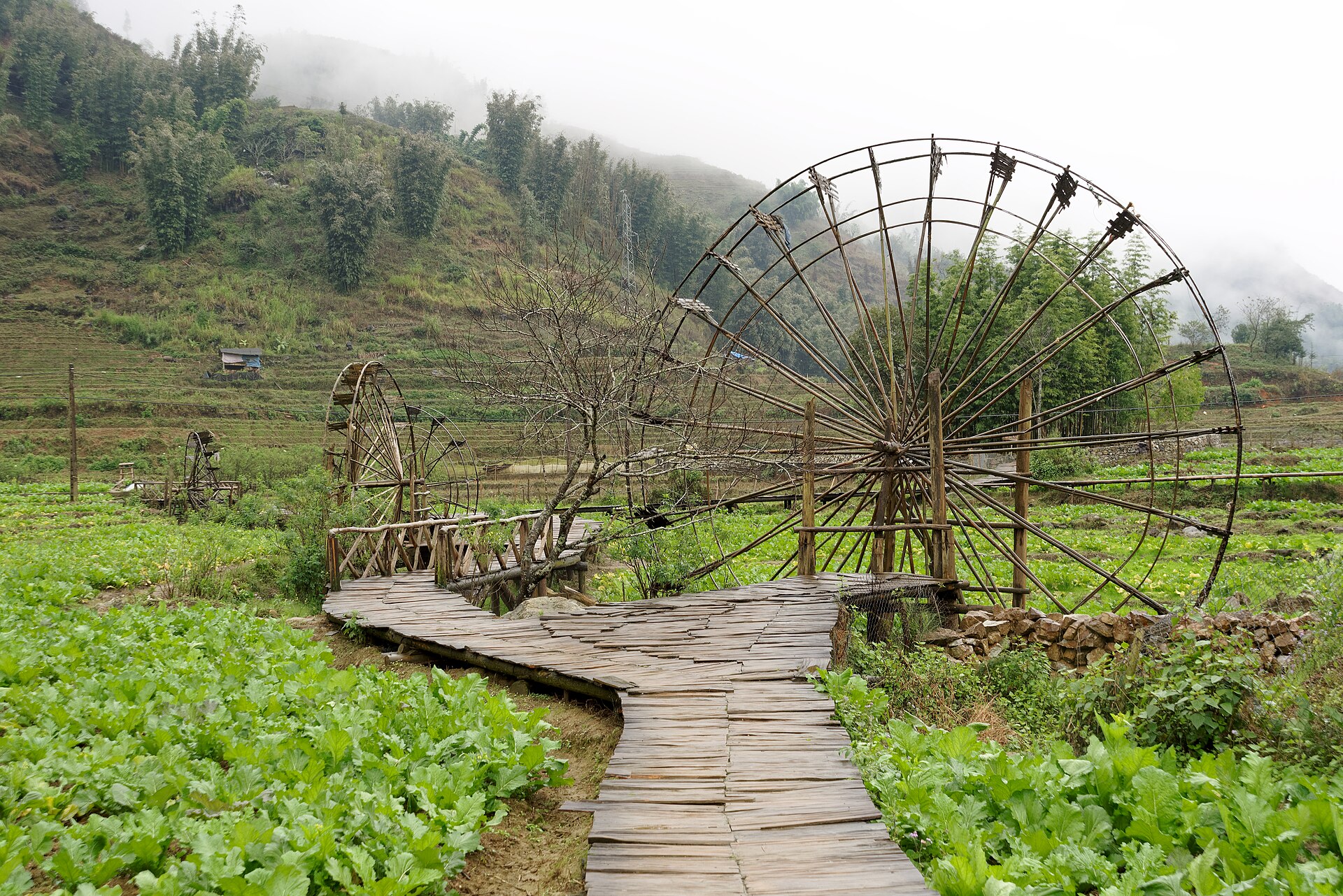Water Wheels in Cat Cat Village, Sapa