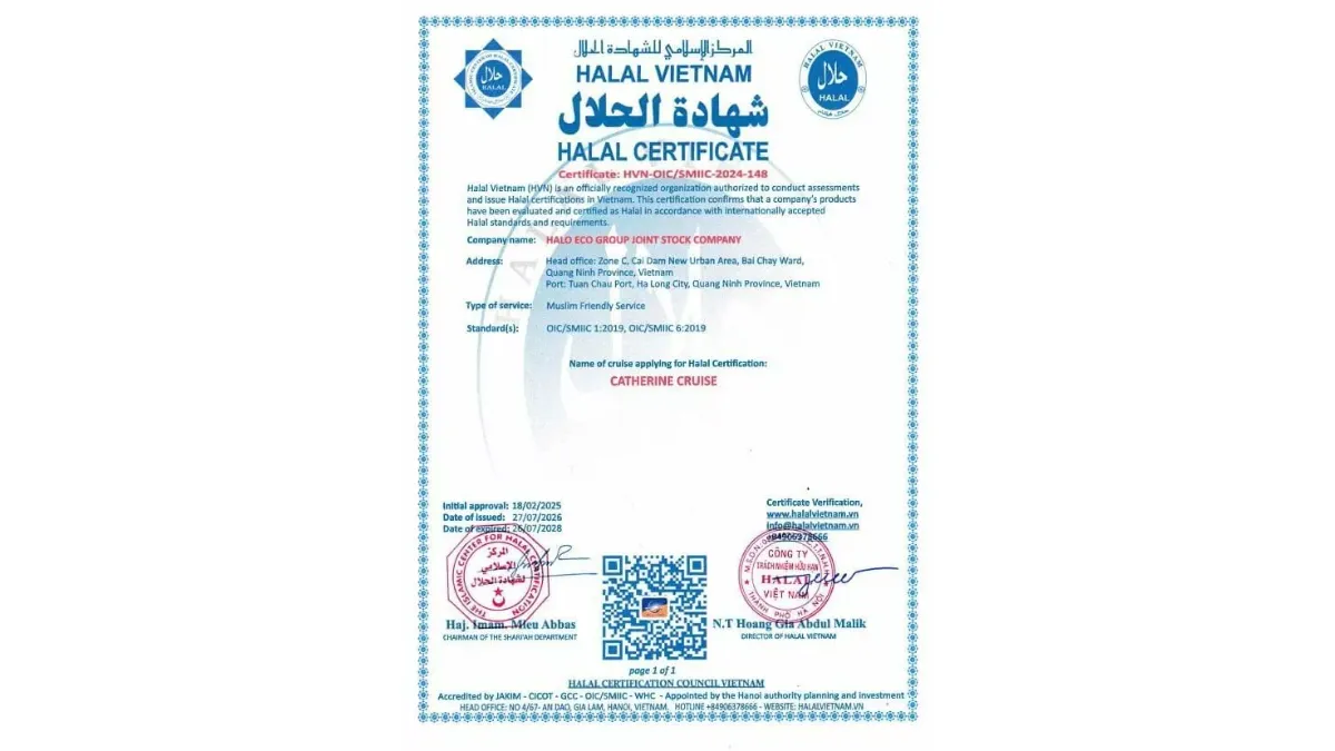 Halal Vietnam certificate of Catherine Cruise