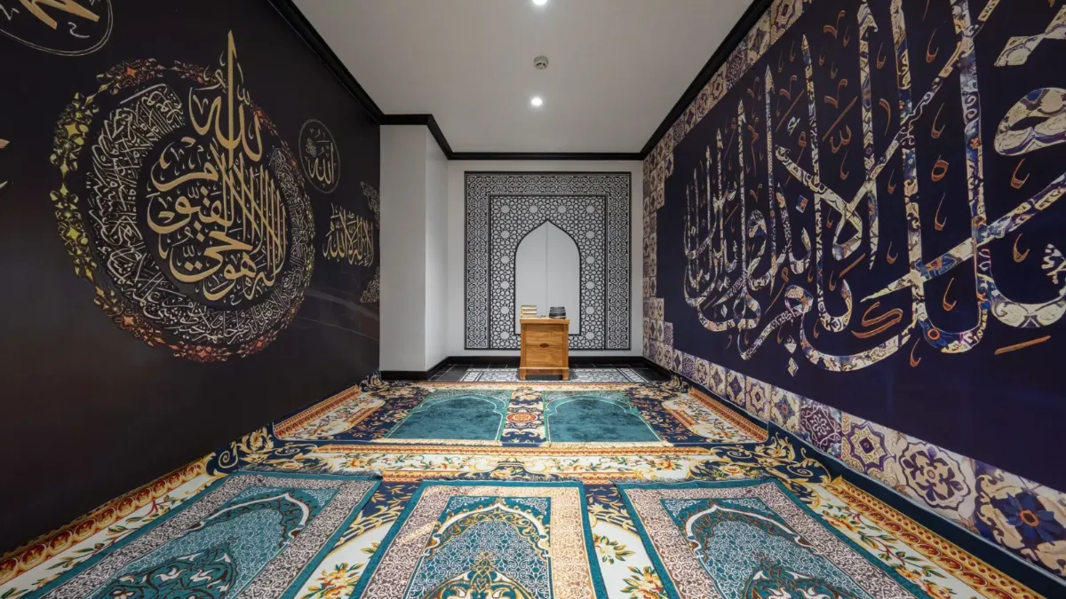 Muslim prayer room with prayer mats on Catherine Cruise