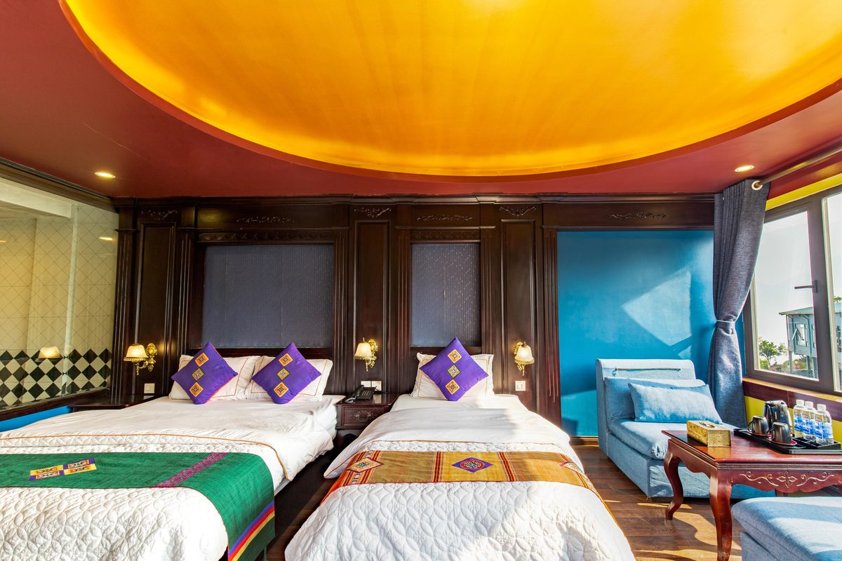 Deluxe Family Room at Sapa House Hotel with two beds for 4 guests