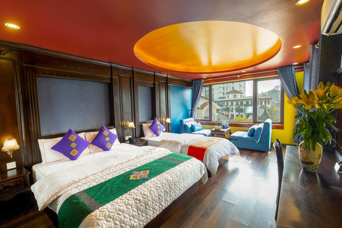 Deluxe Triple Room at Sapa House Hotel with double and single bed