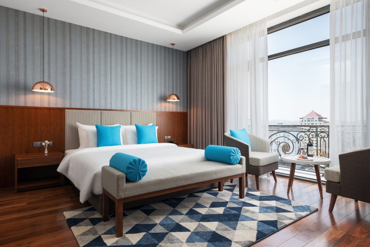 Interior of a top-floor room at D'Lecia Ha Long