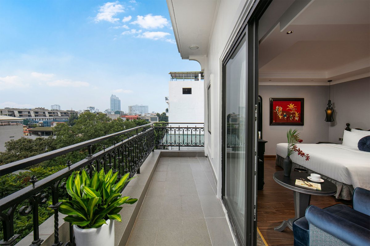 Balcony with city view at Hanoi L'Heritage Hotel