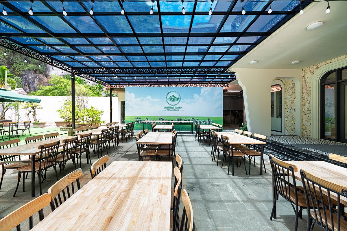 Restaurant terrace at Heritage Charm Hotel Trang An