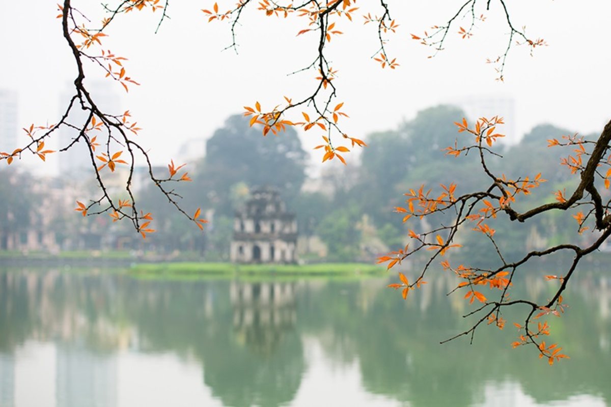 Hoan Kiem Lake, a short walk from Silk Path Boutique Hanoi