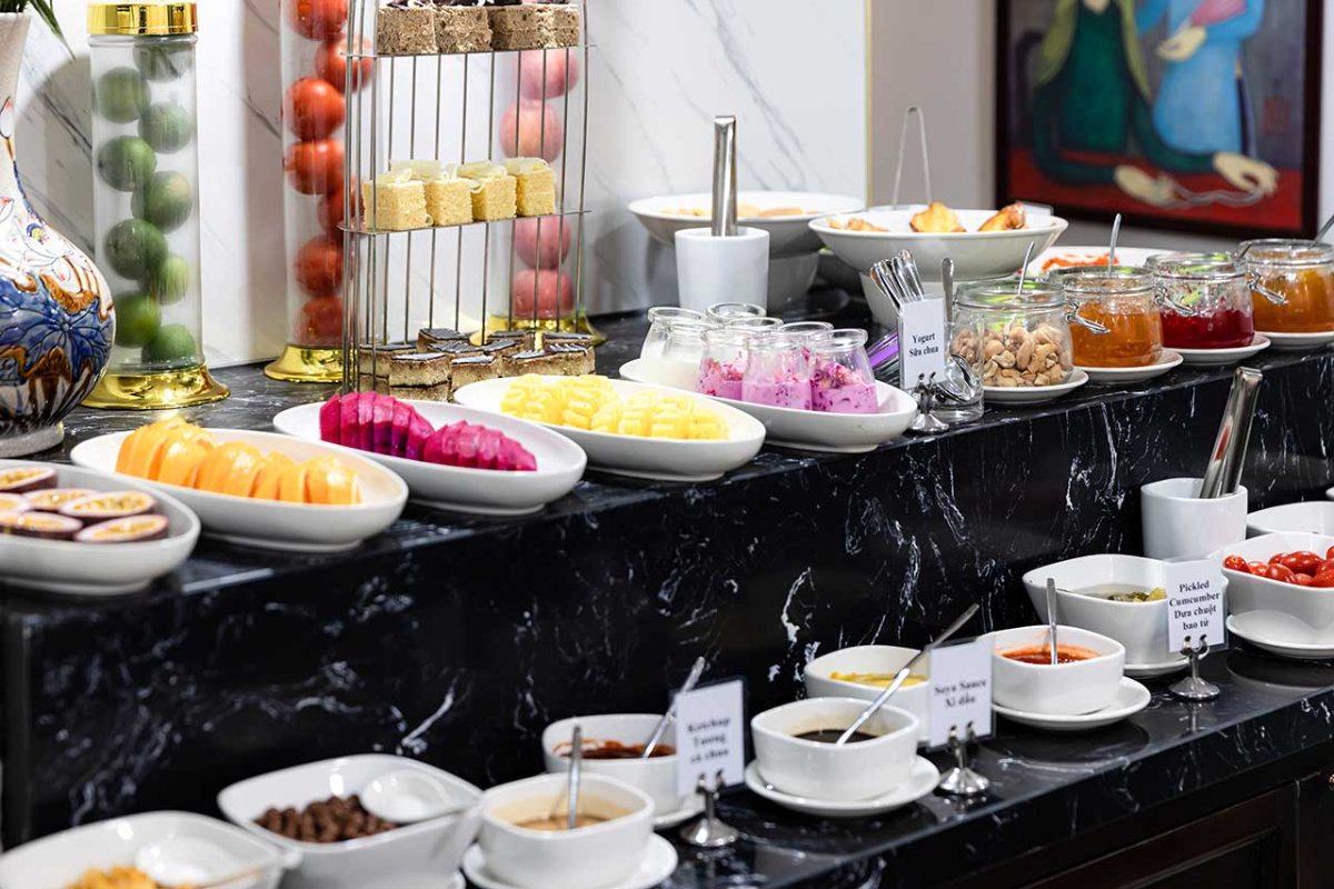 Breakfast buffet with fruit at Lotusama Hanoi Hotel