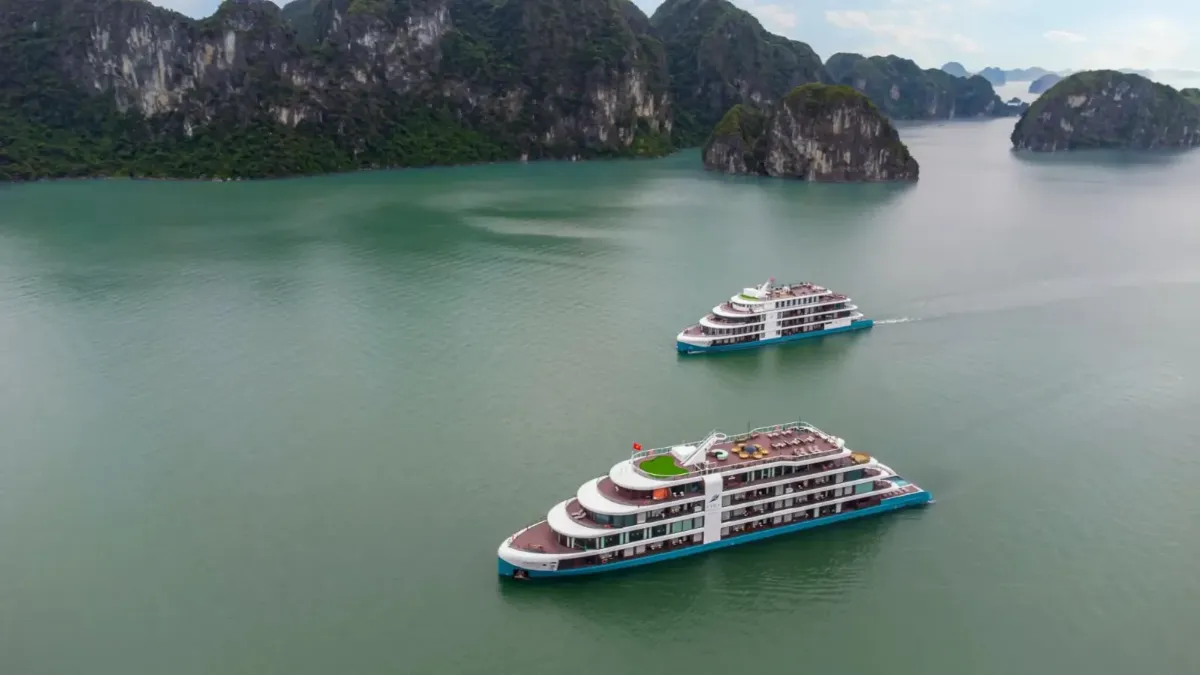 Lyra Grandeur Cruise sailing among the karsts of Lan Ha Bay
