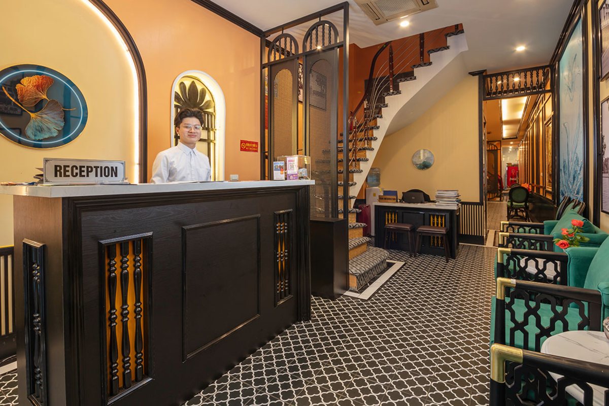 Lobby and staircase at Omina Hanoi Hotel