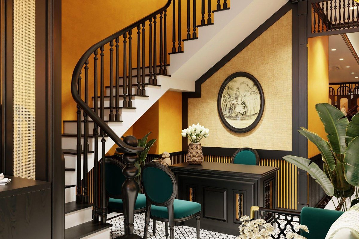 Sitting area by the staircase at Omina Hanoi Hotel