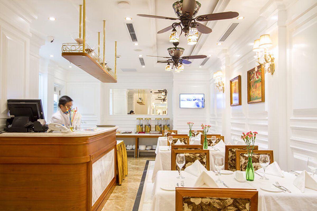 Dining room set for lunch at Silk Path Boutique Hanoi
