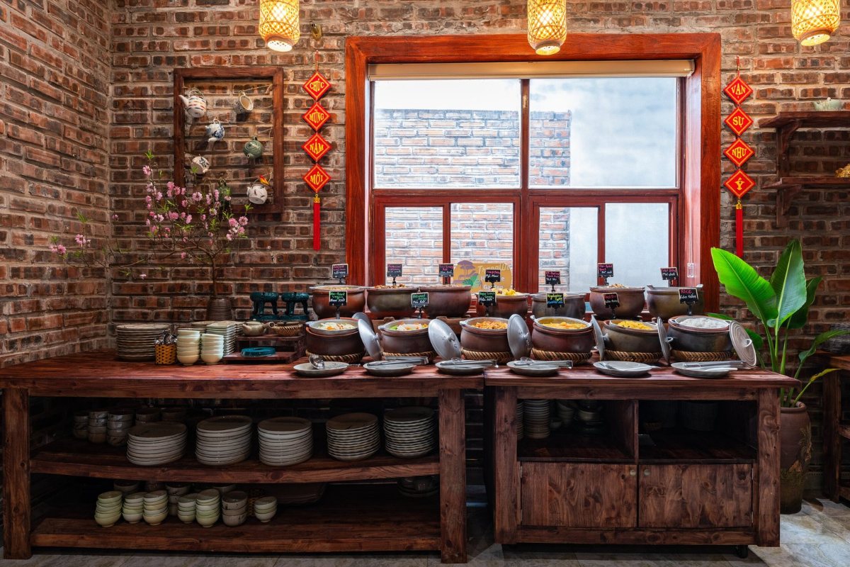 Breakfast buffet at Trang An Heritage Garden