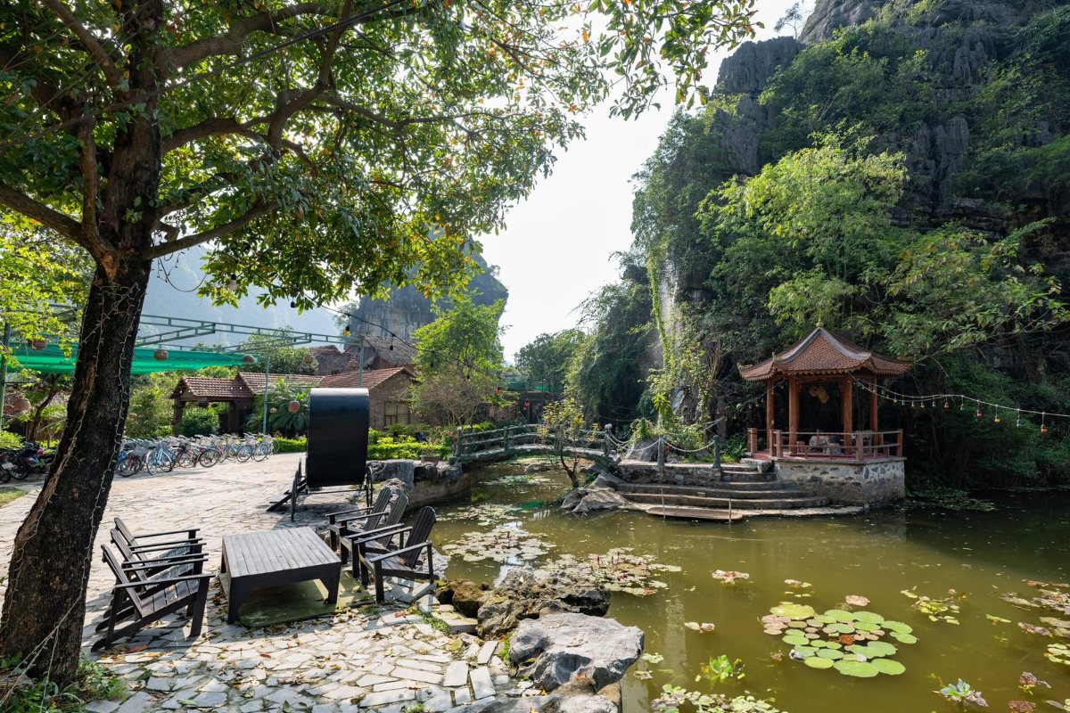 Garden pond at Trang An Heritage Garden
